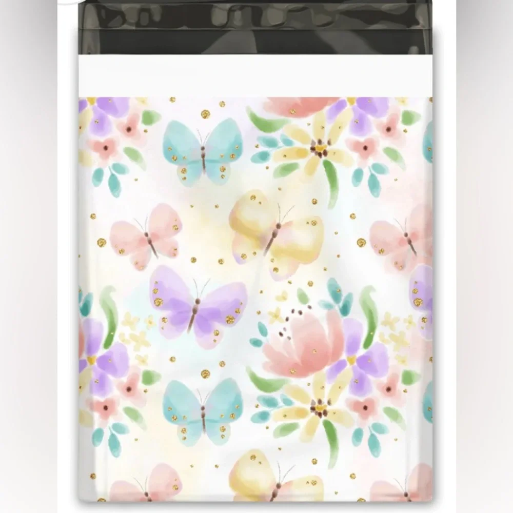 Set of 10 Pastel Butterflies Self Sealing Poly Mailers